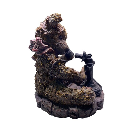 Bear Figurine Holding A Vintage Candlestick Telephone - Picture 5 of 8